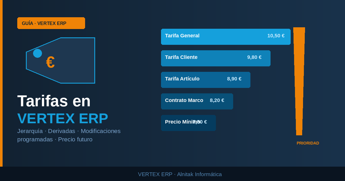 Tarifas en VERTEX ERP